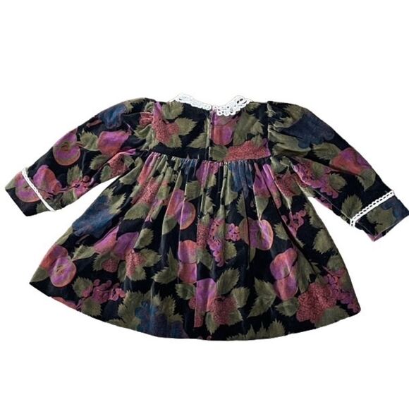 Vintage Pebbles & Stones Baby Velvet Floral Dress Size 18M - Picture 3 of 6